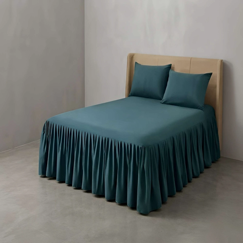 FALDON DECORATIVO PARA CAMA SIN FUNDA PLAZA Y MEDIA VERDE - 2