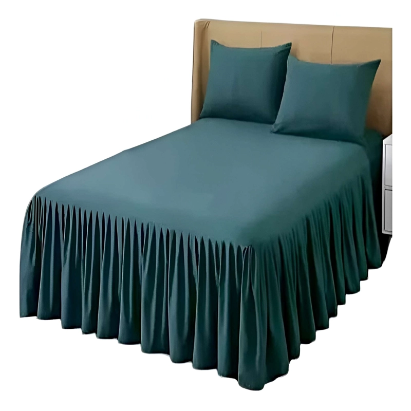 FALDON DECORATIVO PARA CAMA SIN FUNDA PLAZA Y MEDIA VERDE - 3