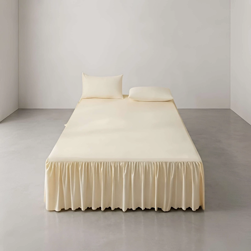 FALDON DECORATIVO PARA CAMA SIN FUNDA 2 PLAZAS BEIGE - 4