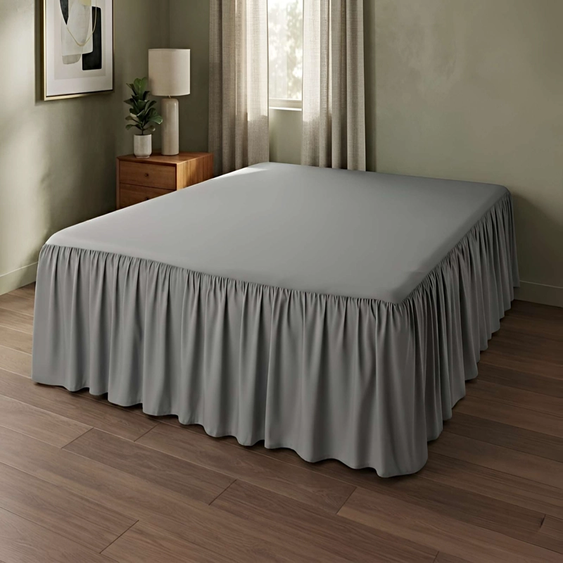 FALDON DECORATIVO PARA CAMA SIN FUNDA KING GRIS - 2