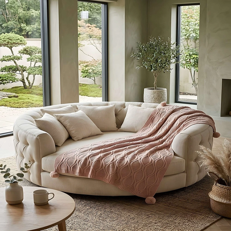 MANTA ELEGANTE CON POMPON 150X130 CM M02 - 1