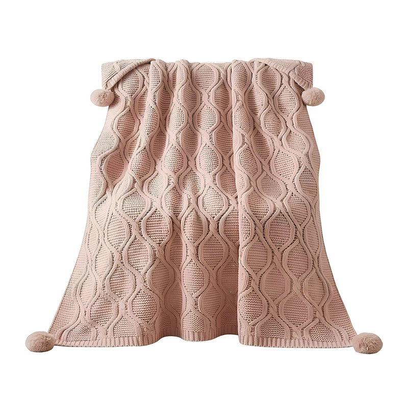 MANTA ELEGANTE CON POMPON 150X130 CM M02 - 3