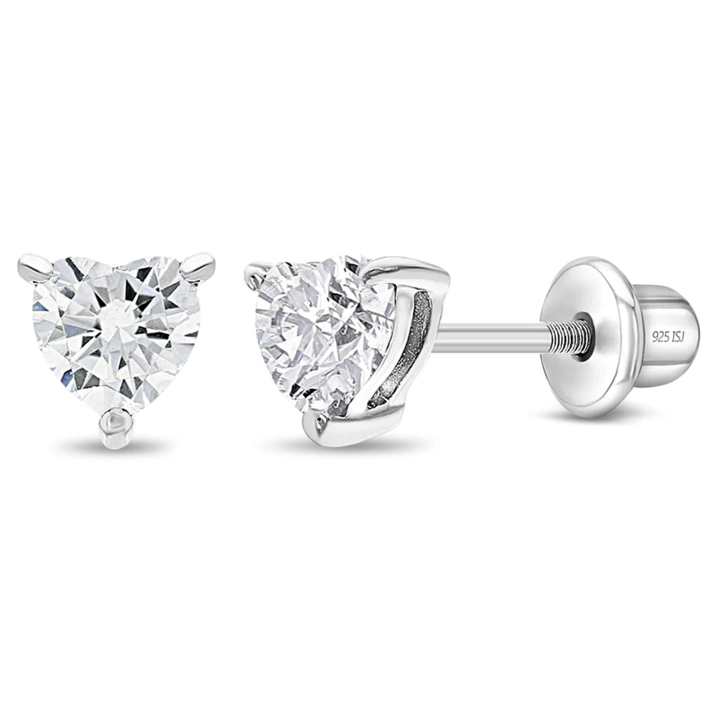 AROS DE CORAZON EN PLATA 925 CON CIRCON  JOYA FINA CERTIFICADA