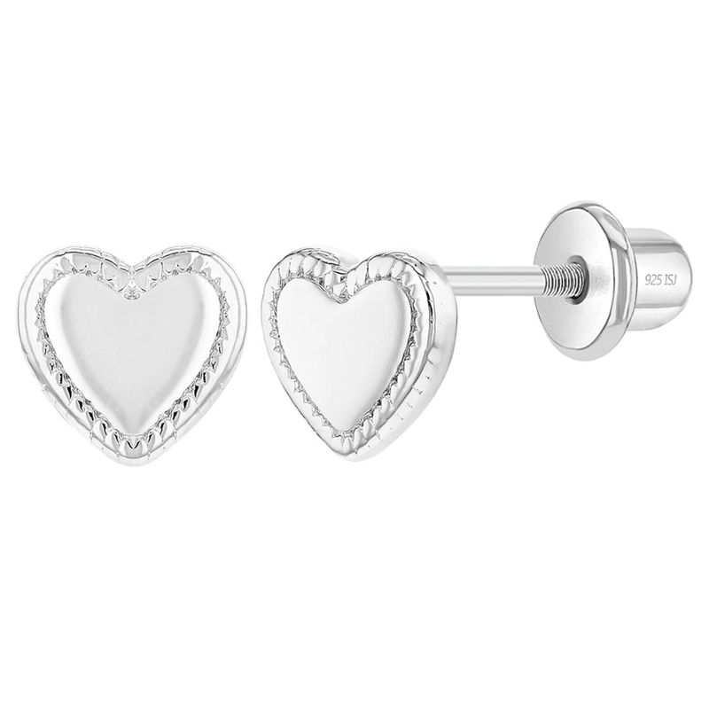 AROS DE CORAZON BORDE BISEL DE PLATA 925 - 1