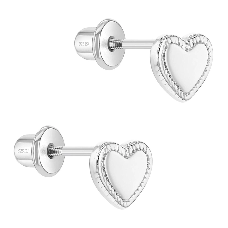 AROS DE CORAZON BORDE BISEL DE PLATA 925 - 2