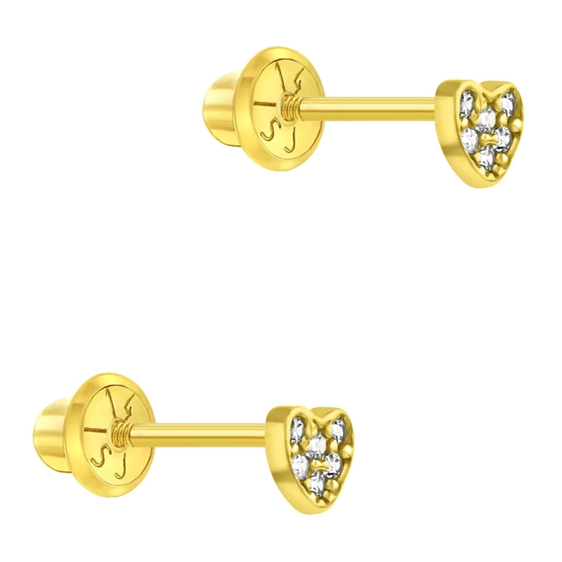 AROS DE CORAZON DE 3MM DE ORO DE 14K CON CIRCONES - 2