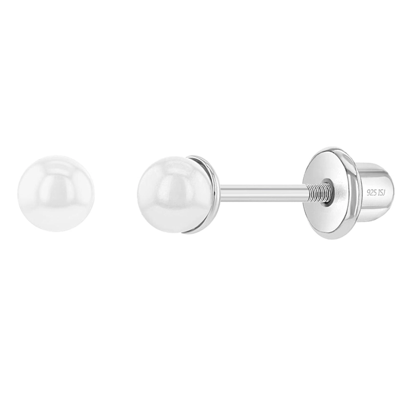 AROS DE PERLA DE PLATA 925 PARA BEBES 3 MM - 1