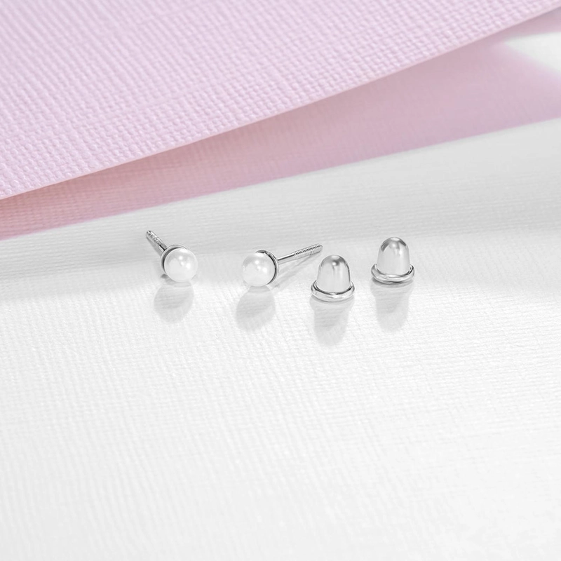 AROS DE PERLA DE PLATA 925 PARA BEBES 3 MM - 2