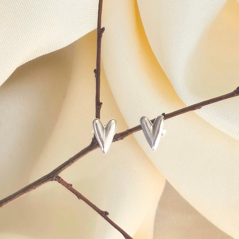 AROS PLATA 925 CORAZON CHUNKY - 1