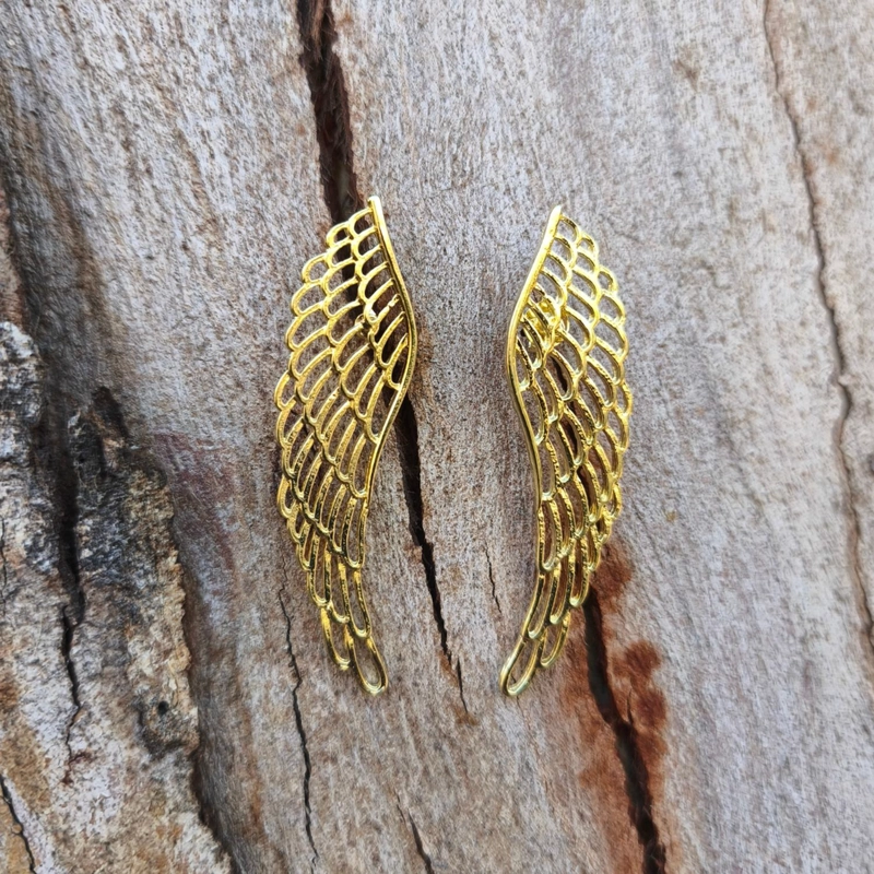 AROS ALAS DE ANGEL PLATA Y BAÑO EN ORO - 2