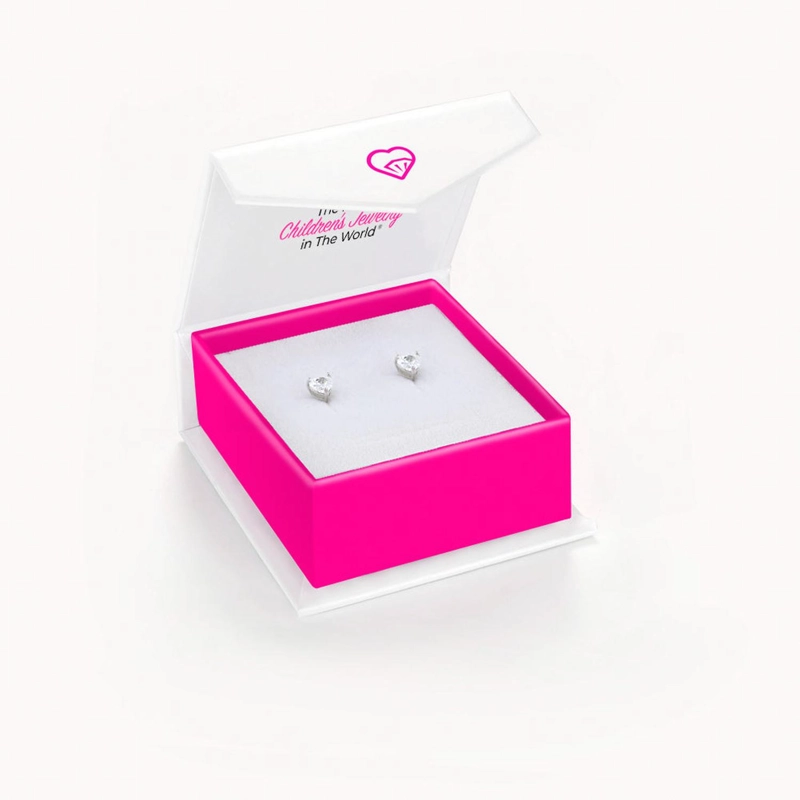 AROS DE CORAZON EN PLATA 925 CON CIRCONITA CUBICA – JOYA FINA CERTIFICADA PARA NIÑAS - 3