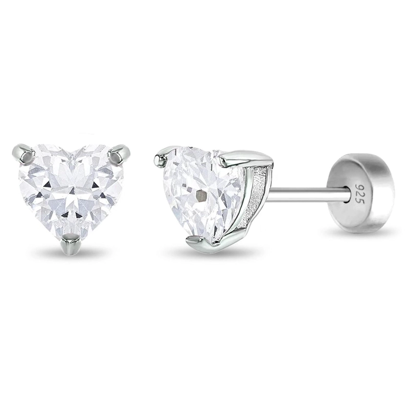 AROS DE CORAZON EN PLATA 925 CON CIRCONITA CUBICA – JOYA FINA CERTIFICADA PARA NIÑAS - 4