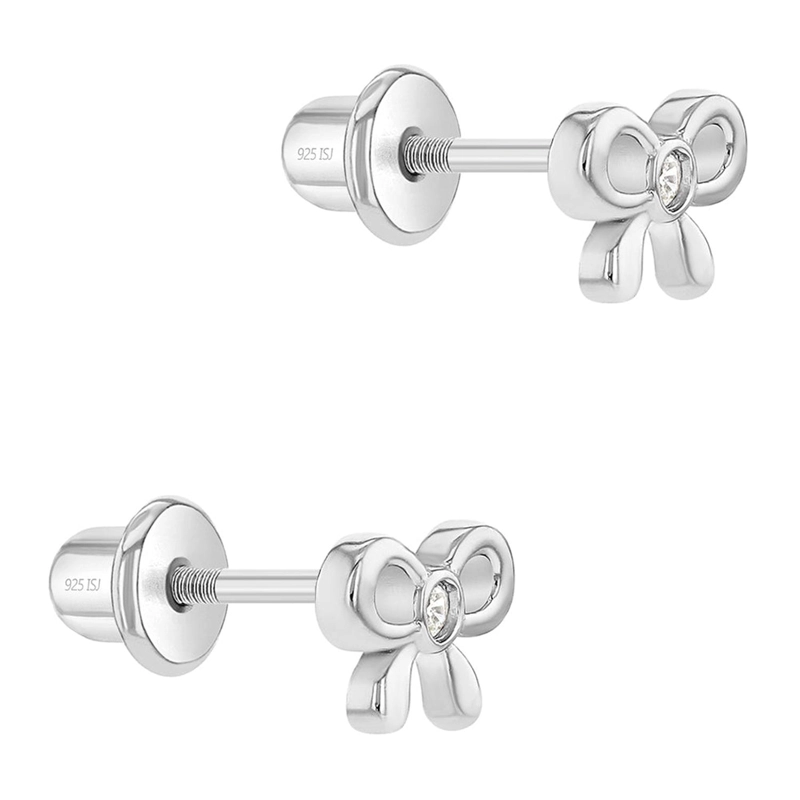 AROS LAZO DE PLATA 925 CON CIRCONIA EN EL CENTRO PARA BEBES Y NIÑAS - 2