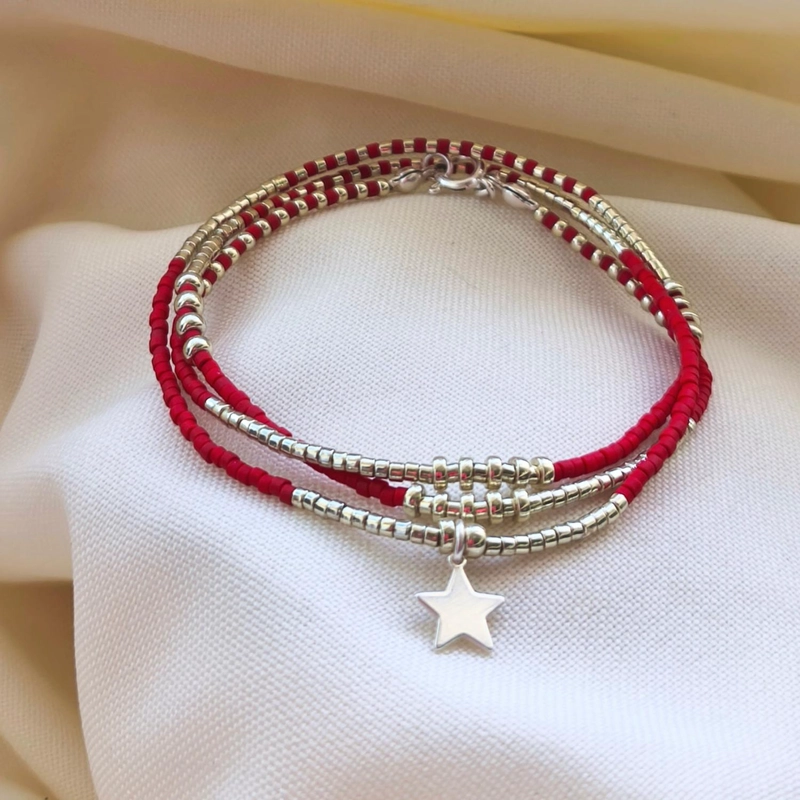 MAXI PULSERA ROJA DE PROTECCION “ALMA” – ESTRELLA DE PLATA - 2