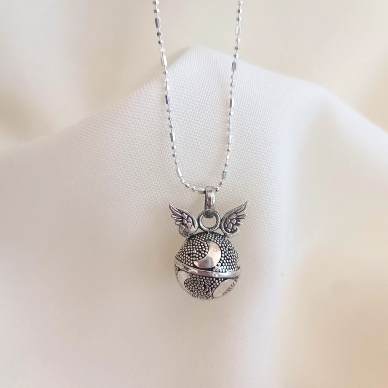 CADENA LLAMADOR DE ANGELES PLATA CASCABEL 15MM - 1
