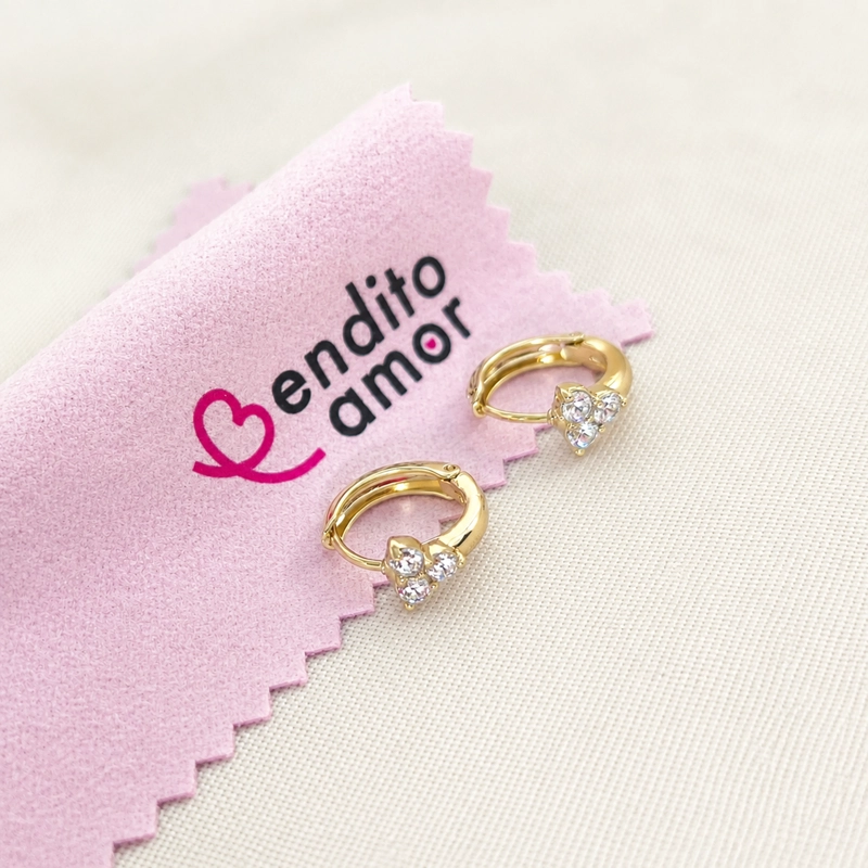 ARGOLLAS DE ORO LAMINADO 14K CON CIRCONES– 13 MM - 1