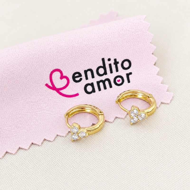 ARGOLLAS DE ORO LAMINADO 14K CON CIRCONES– 13 MM - 2