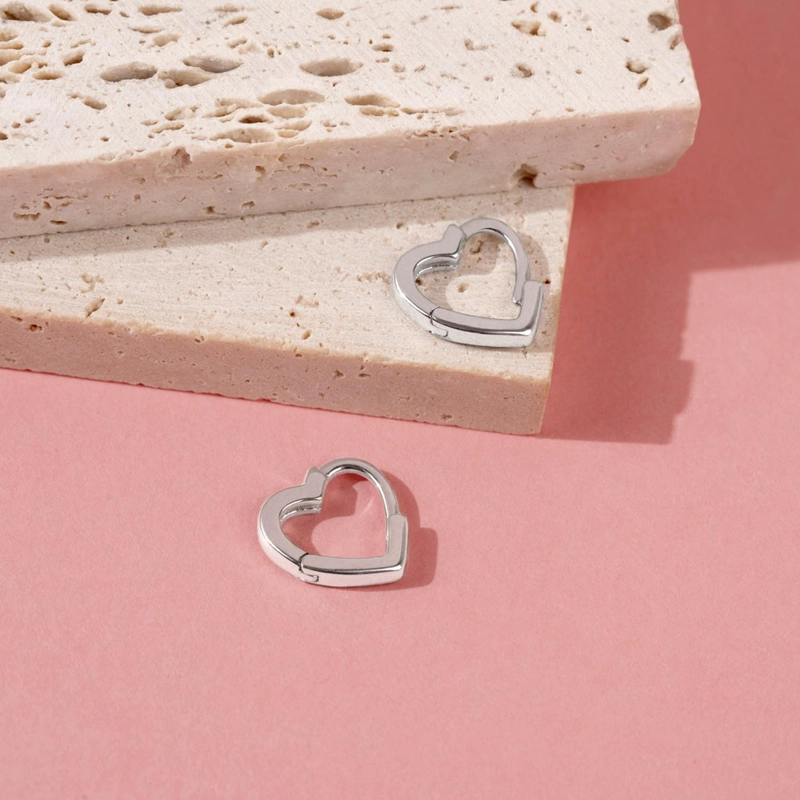 ARGOLLAS FORMA DE CORAZON DE PLATA 925 PARA NIÑAS Y ADOLESCENTES - 4