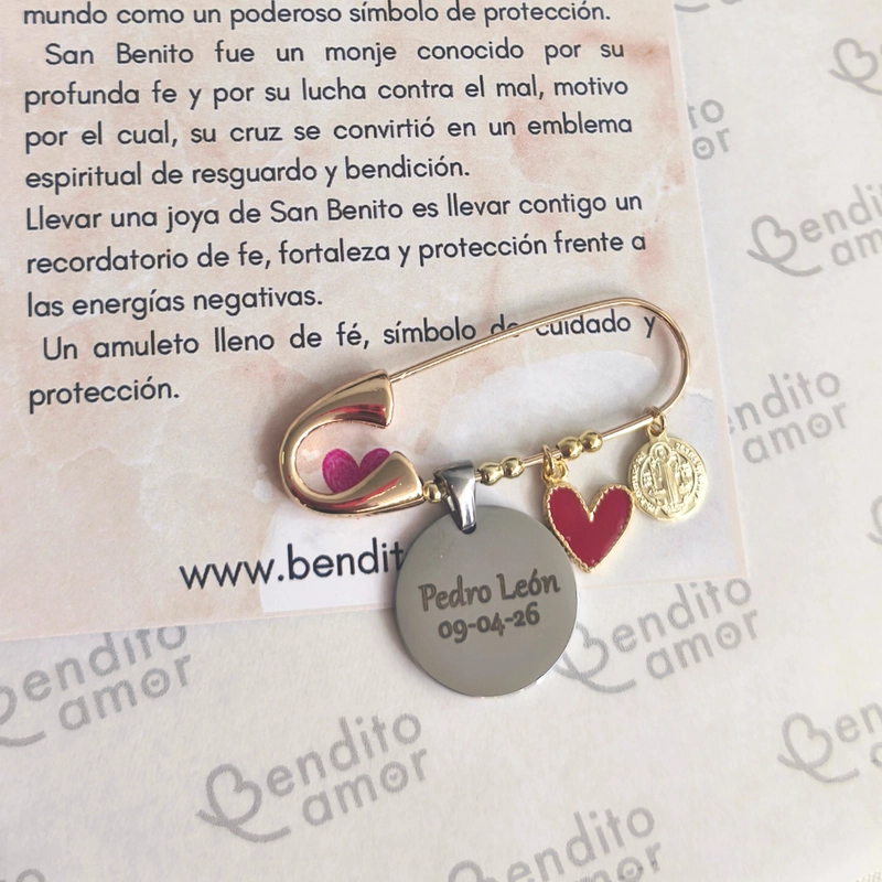PRENDEDOR SAN BENITO PERSONALIZADA BAUTIZO - 2
