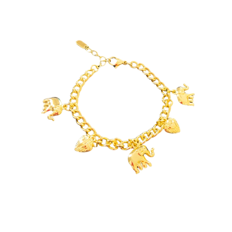 PULSERA ELEFANTE DE LA SUERTE ENCHAPADA EN ORO 18K - 1