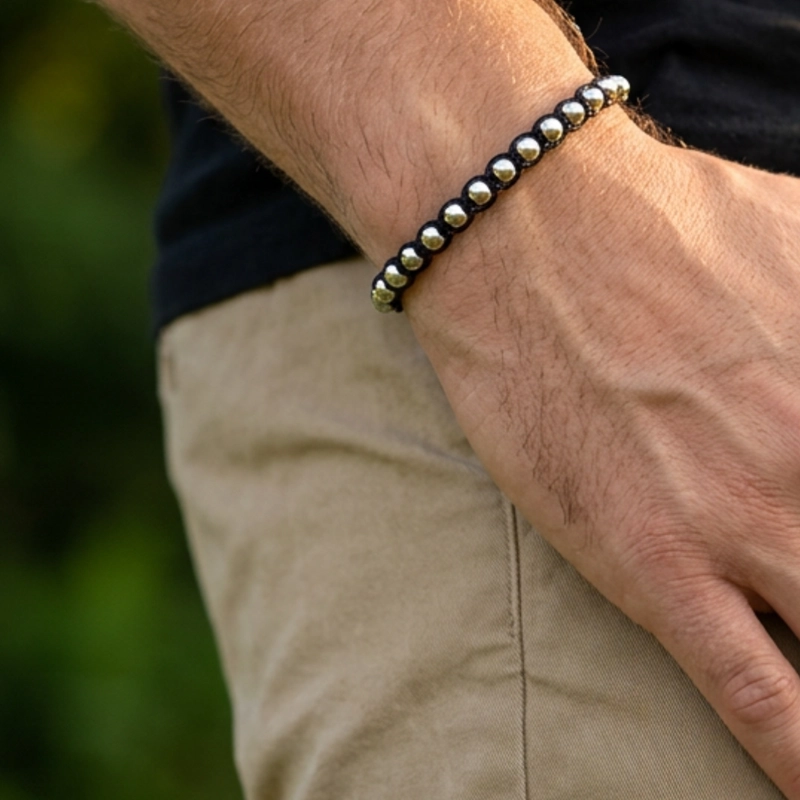 PULSERA DE HILO AJUSTABLE CON BALINES DE PLATA 925 - 1