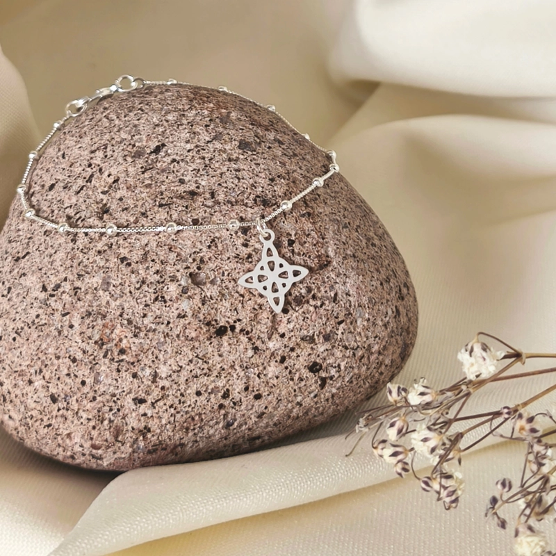 PULSERA DE PLATA VENECIANA CON DIJE NUDO DE BRUJA – PROTECCION Y BUENA ENERGIA PARA EL DIA A DIA - 2