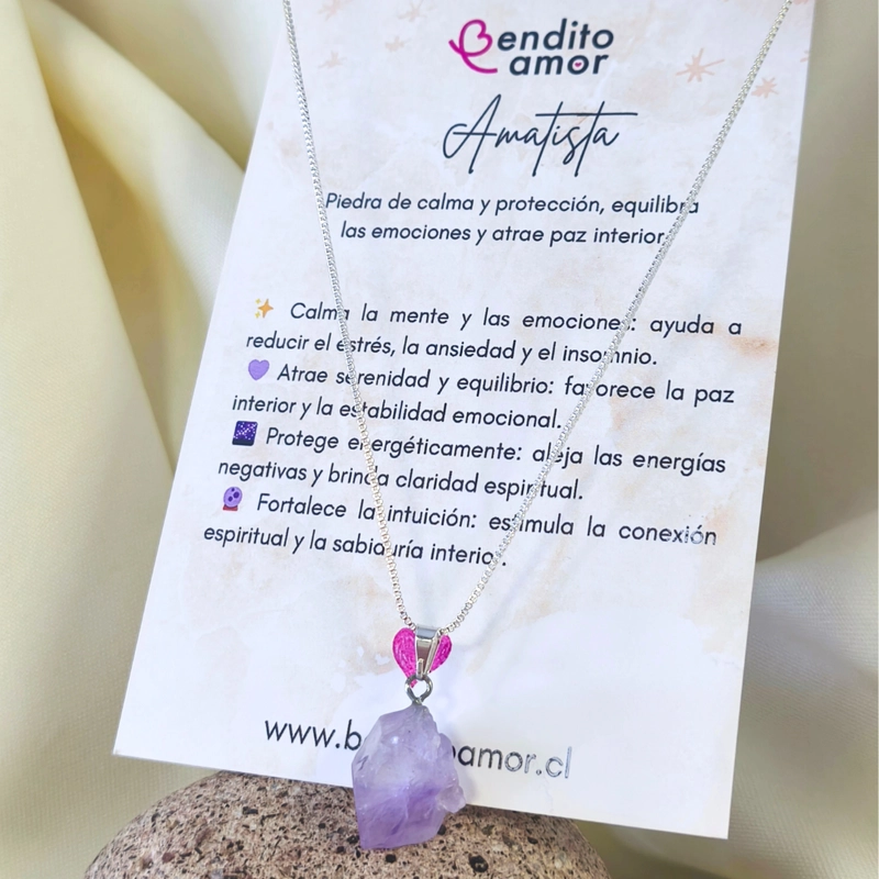 COLLAR DE AMATISTA EN BRUTO ORIGINAL  PROTECCION, CALMA Y CONEXION ESPIRITUAL PARA QUIEN LA NECESIT