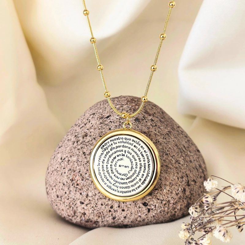 CADENA BAÑADA EN ORO CON MEDALLON PADRE NUESTRO – FE, PROTECCION Y ESPERANZA PARA LLEVAR CONTIGO - 1