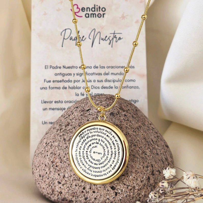 CADENA BAÑADA EN ORO CON MEDALLON PADRE NUESTRO – FE, PROTECCION Y ESPERANZA PARA LLEVAR CONTIGO - 2