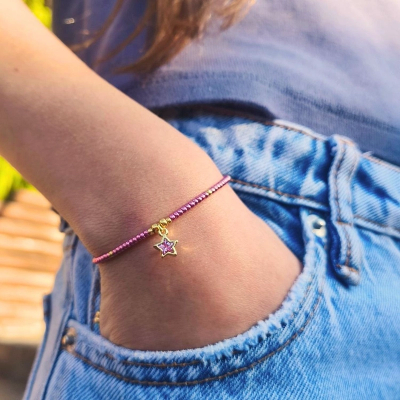 PULSERA INFANTIL ROSA CON ESTRELLA: UN BRILLO QUE TE RECUERDA CREER EN TUS SUEÑOS - 1