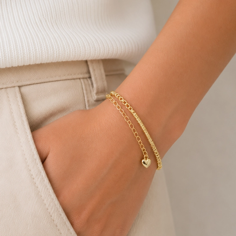PULSERA DE MOSTACILLAS ARGOLLA BAÑADA EN ORO | UN BASICO PARA TODOS LOS DIAS - 2