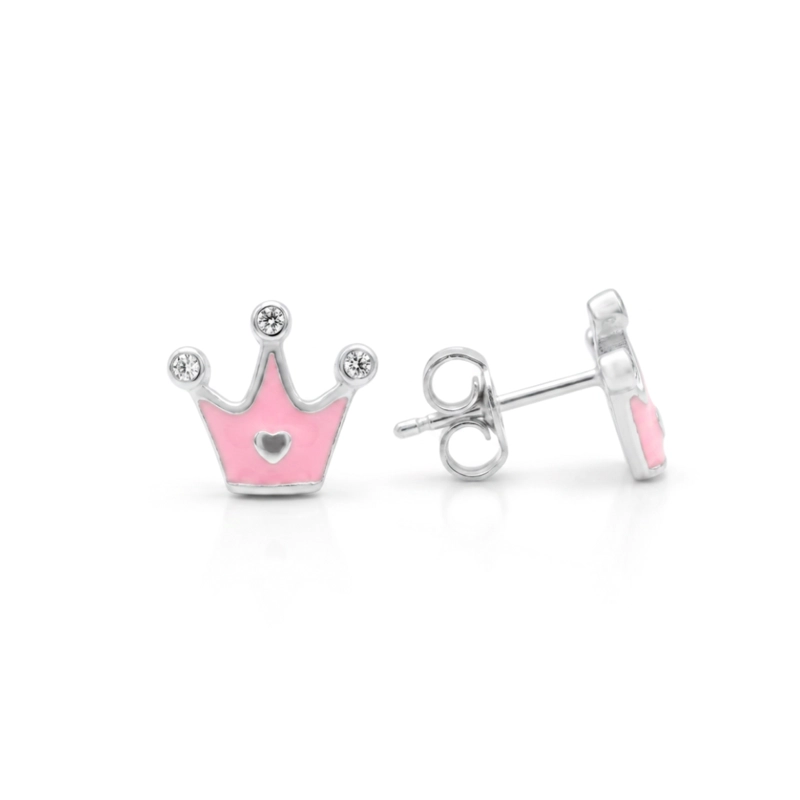 AROS CORONA DE PRINCESA PLATA 925 PARA NIÑAS | REGALO CON SIGNIFICADO - 1