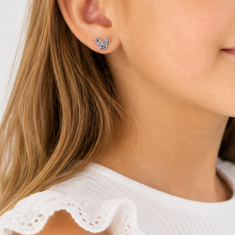 AROS DE PLATA 925 MINNIE CON CIRCONES DE COLORES – LA PRIMERA JOYA DE VERDAD PARA ELLA - 1