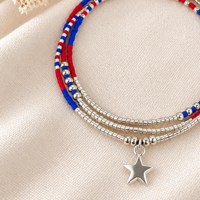 PULSERA MIYUKI EDICION LIMITADA SEPTIEMBRE – LOS COLORES DE CHILE CON ESTRELLA DE PLATA - 2