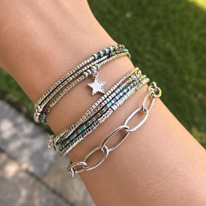 MAXI PULSERA DE AMAZONITA CON ESTRELLA COLOR HUESO – CALMA Y RUMBO PARA TUS DIAS - 2