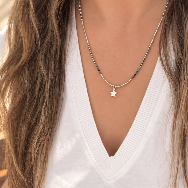 MAXI PULSERA DE AMAZONITA CON ESTRELLA COLOR HUESO – CALMA Y RUMBO PARA TUS DIAS - 3