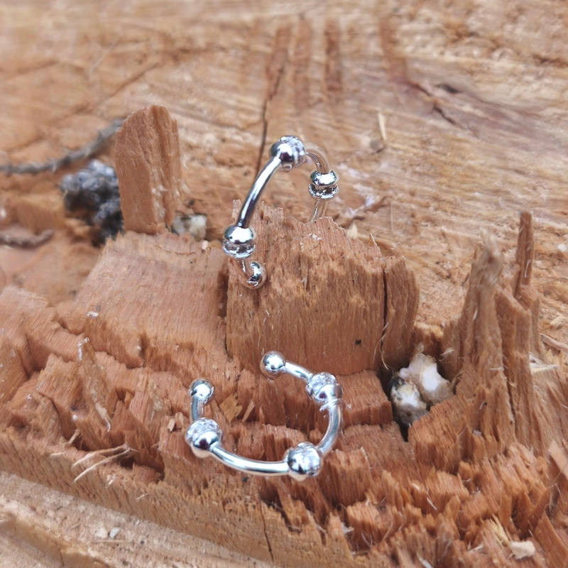 PAR AROS EAR CUFF DE PLATA 925 CON CIRCONES – BRILLO SIN PERFORACION - 2