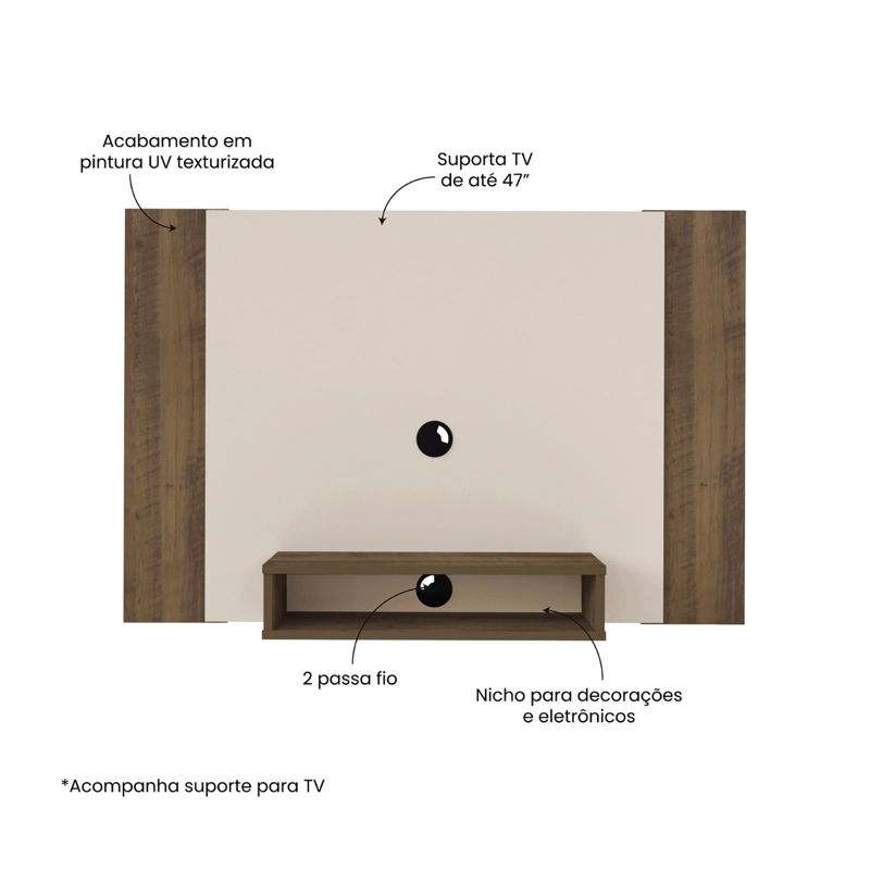 Panel TV Hasta 47 Pulgadas 120x80x23 cm Blanco Pino - TV Cine - 4