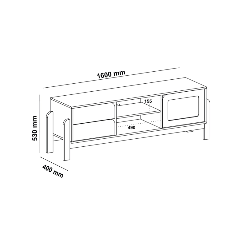 RACK TV EXIT NATURE 65" CAFÉ 160 cm - 4