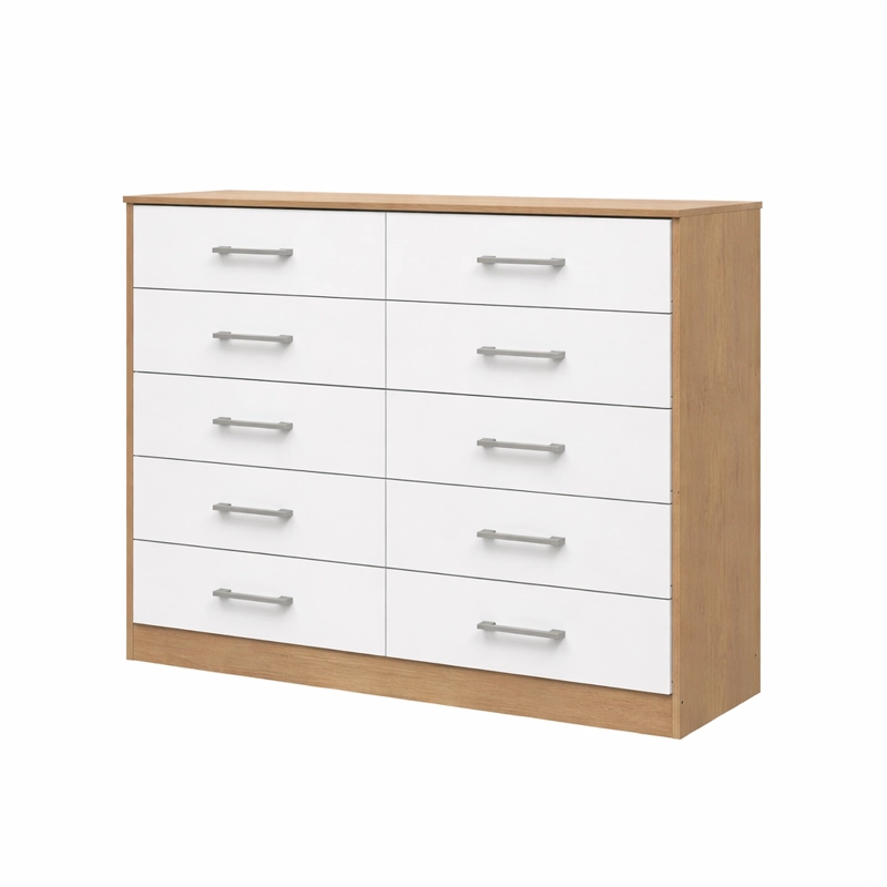 COMODA 10 CAJONES 117X92X40 CM ROBLE/BLANCO - 2