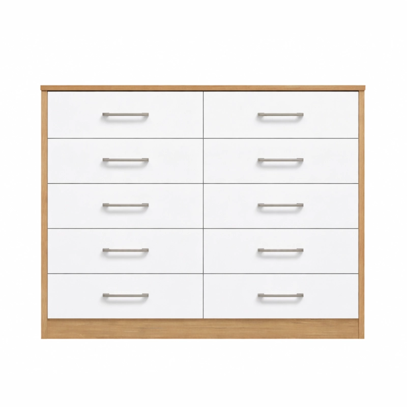COMODA 10 CAJONES 117X92X40 CM ROBLE/BLANCO - 3