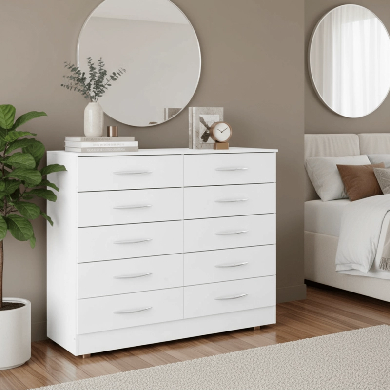 COMODA 10 CAJONES 117X92X40 CM BLANCO - 2