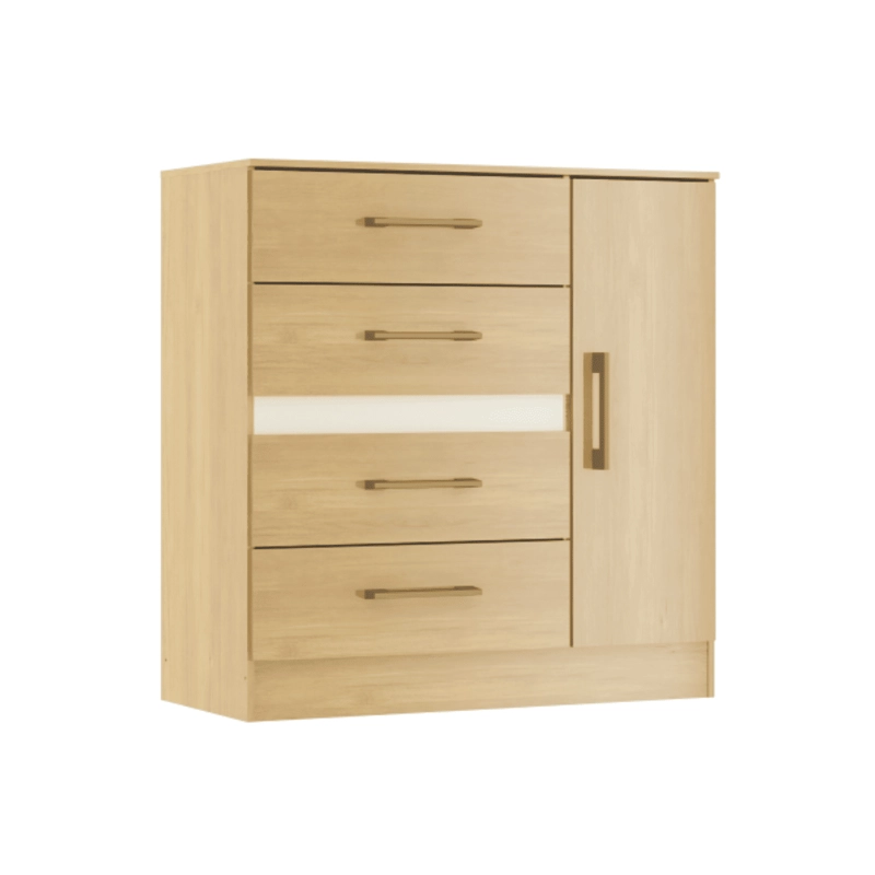CÓMODA EXIT 4 CAJONES 1 PUERTA ROBLE 90x40x93 cm - 3