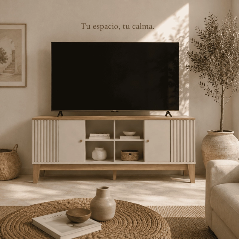 RACK TV FLORENCIA 1,8 M NOGAL/BEIGE 180X36X66 CM - 1