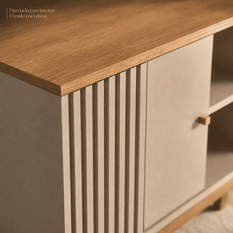 RACK TV FLORENCIA 1,8 M NOGAL/BEIGE 180X36X66 CM - 2