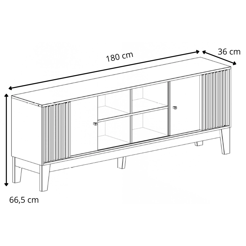 RACK TV FLORENCIA 1,8 M NOGAL/BEIGE 180X36X66 CM - 3