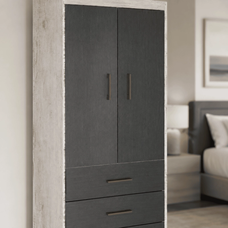 CLOSET DE 2 PUERTAS 4 CAJONES 62X182X40 TECA/GRAFITO - 4