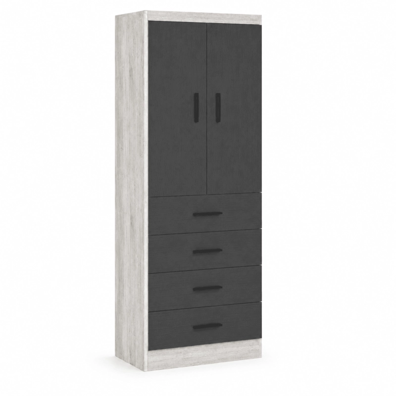 CLOSET DE 2 PUERTAS 4 CAJONES 62X182X40 TECA/GRAFITO - 7