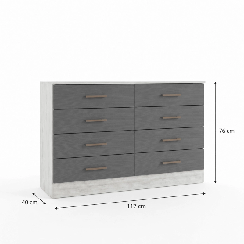 COMODA 8 CAJONES 117X41X76 CM TEKA/GRAFITO - 5