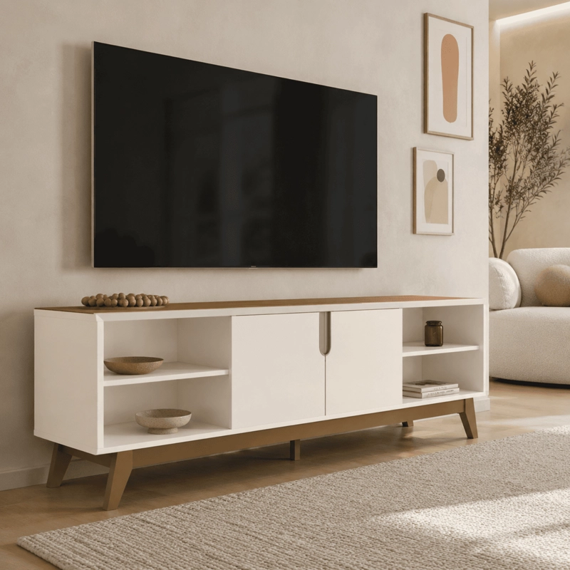 RACK TV HASTA 75 PULGADAS 183X58X37 CM BEIGE - CAMPINAS - 1